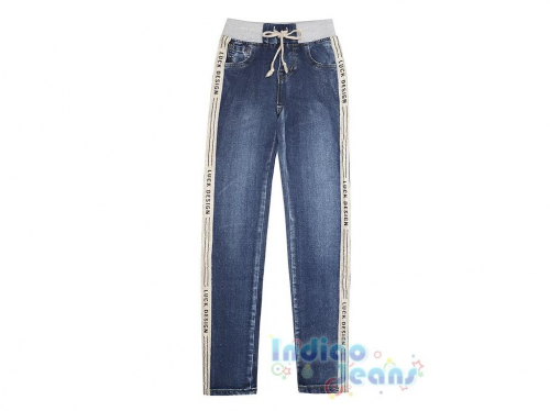  Стильные джинсы с лампасами, на мягкой резинке, арт. I34802