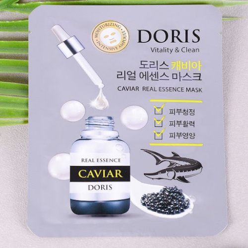 DORIS Тканевая маска для лица с экстрактом черной икры CAVIAR REAL ESSENCE 25мл