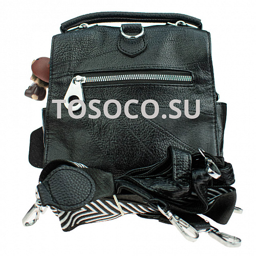 9928 черная сумка-рюкзак экокожа 20х20х13