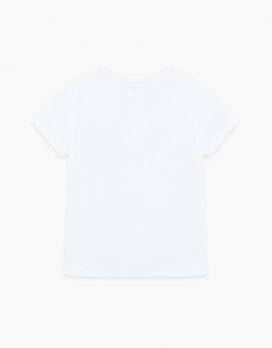 Белая футболка полуприталенного силуэта для девочки