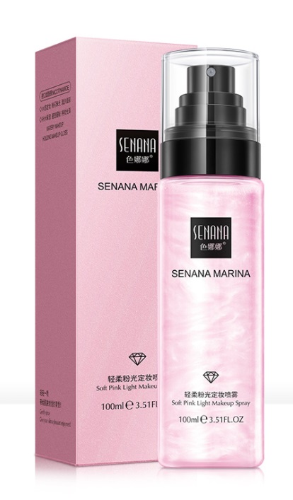 120р. 200р. Спрей фиксатор для макияжа Senana Marina Soft Pink Shine Makeup с розовой жемчужной пудрой, 100 мл.