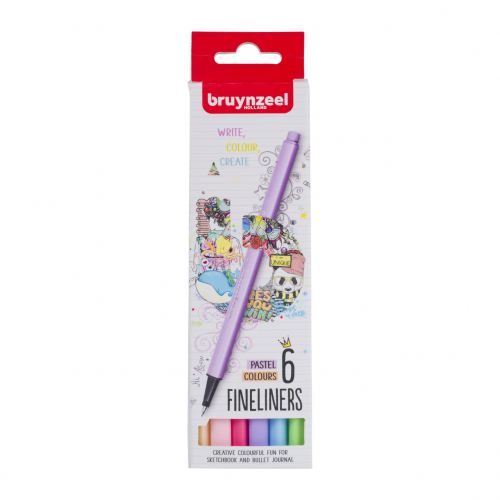 Набор капиллярных ручек Bruynzeel Teen Pastel (линер 0.4мм) 6 цветов в картонной упаковке