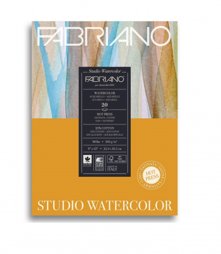 Альбом для акварели Watercolour Studio 200г/м2 (25%хлопок) 22.9*30.5см Сатин 20л склейка по 1 стороне