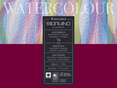 Альбом для акварели Watercolour Studio 200г/м2 (25%хлопок) 24*32см Фин 75л склейка по 1 стороне