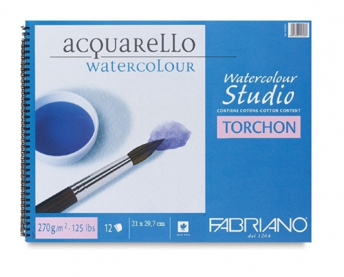 Альбом для акварели Watercolour Studio 270г/м2 (25%хлопок) 21*29.7см Торшон 12л спираль по короткой стороне