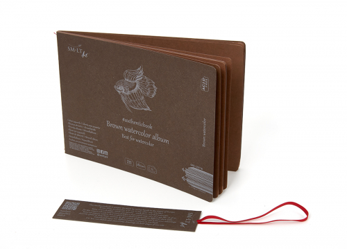 Скетчбук для акварели Authenticbook Watercolor Brown 280г/м2 (целлюлоза) 24,5*17,6см 12л коричневая бумага сшитый
