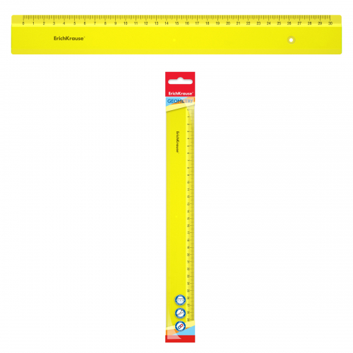 Линейка пластиковая ErichKrause® Neon, 30см, желтый, во флоупаке