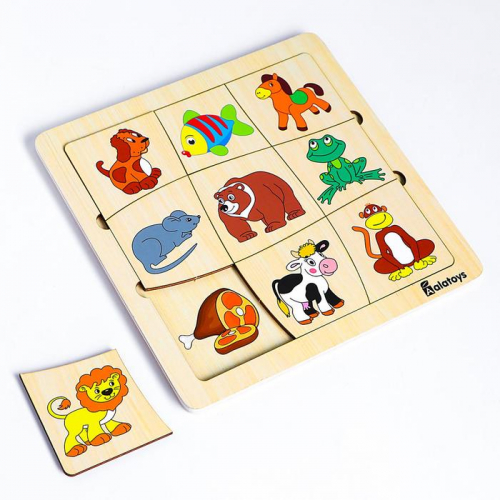 Пазл-ассоциации «Животные», 9 карточек, 21×21×0.6 cм