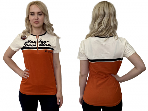 Женская футболка Harley-Davidson – молодежный стиль Harley-Davidson с замком-молнией на груди №1053