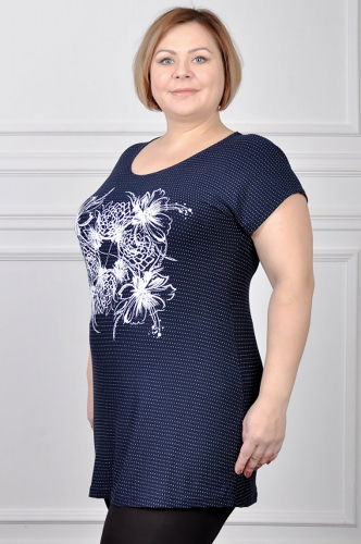 Kalinka, Удлиненная женская футболка в крапинку с красивым принтом Цветы