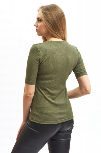 IVASSORTI, Женская футболка в рубчик с люрексом