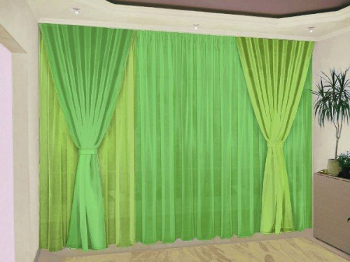 Шторы для гостиной  из тюля Турин арт - 8 цвет зеленый и салатовый - Арт - 6721