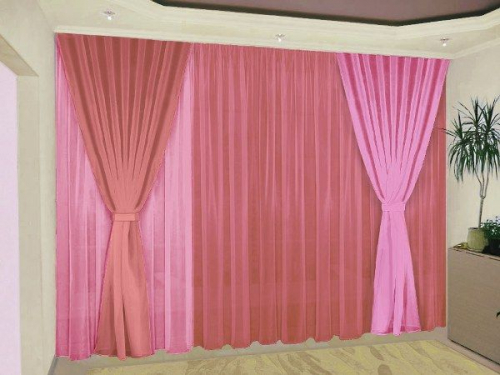 Шторы для гостиной  из тюля Турин арт - 9 цвет бордовый и розовый - Арт - 6722