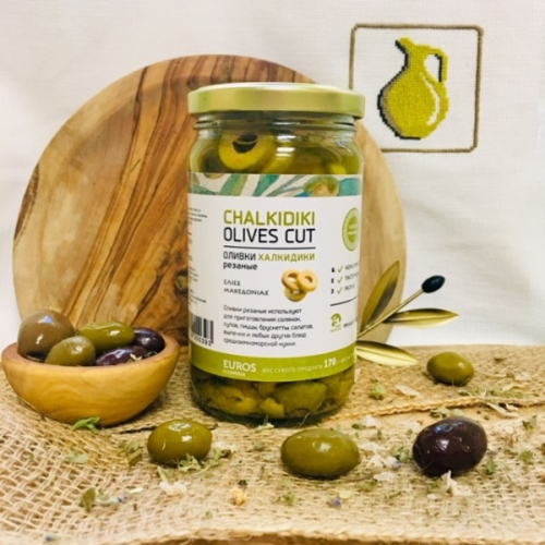 Оливки консервированные зеленые Халкидики (колечки), Греция, ст.банка,