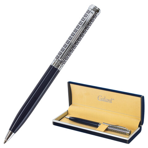 Ручка подарочная шариковая GALANT “Empire Blue“, корпус синий с серебристым, хромированные детали, пишущий узел 0,7 мм, синяя, 140961