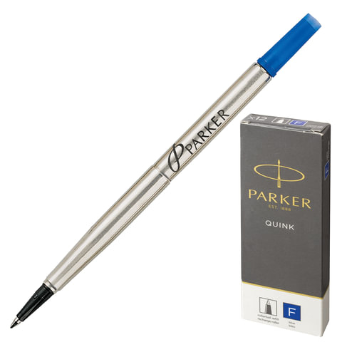 Стержень для ручки-роллера PARKER “Quink RB“, металлический 116 мм, линия письма 0,5 мм, синий, 1950279