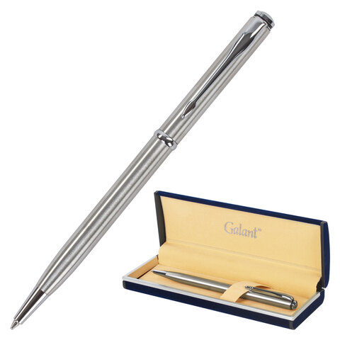Ручка подарочная шариковая GALANT “Arrow Chrome“, корпус серебристый, хромированные детали, пишущий узел 0,7 мм, синяя, 140408