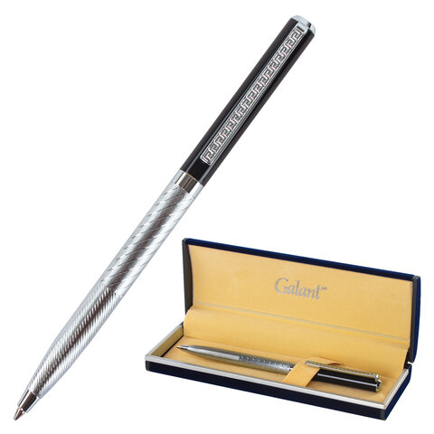 Ручка подарочная шариковая GALANT “Landsberg“, корпус серебристый с черным, хромированные детали, пишущий узел 0,7 мм, синяя, 141013