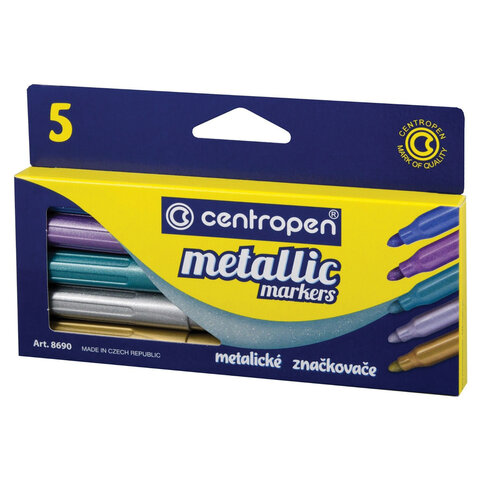 ФЛОМАСТЕРЫ МЕТАЛЛИК 5 ЦВЕТОВ CENTROPEN