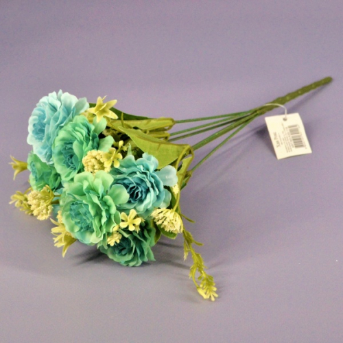 Букет хризантем h32см ткань голубой (30-118)