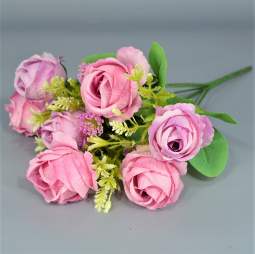 Букет роз с кашкой ткань лиловый h34см (30-113)