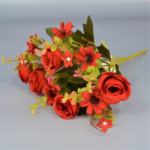 Букет роз с ромашкой ткань красный h30см (30-109)