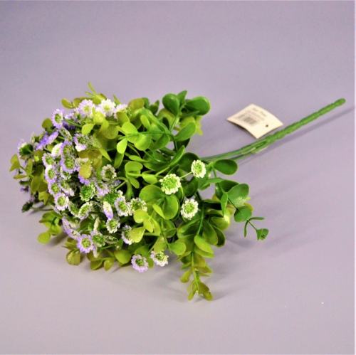 Букет зелени самшита с цветами 29см пластик сиреневый(19-142)