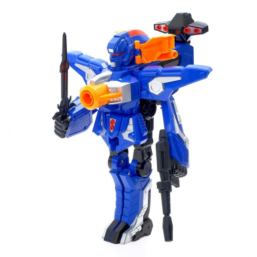 Робот «Бластер», трансформируется в робота, стреляет мягкими пулями, цвет синий