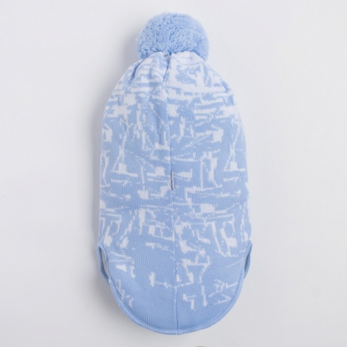 Шлем-капор зимний для мальчика, цвет светло-голубой, размер 48-50
