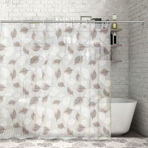 Штора для ванной комнаты Доляна «Чёрно-белые листья», 180×180 см, EVA