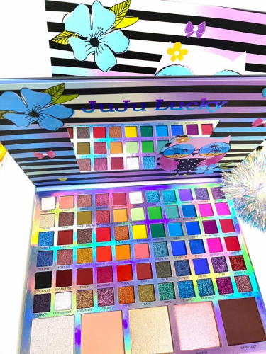 Профессиональная Палитра Теней+хайлайтер Juju Lucky Eyeshadow 60 цветов