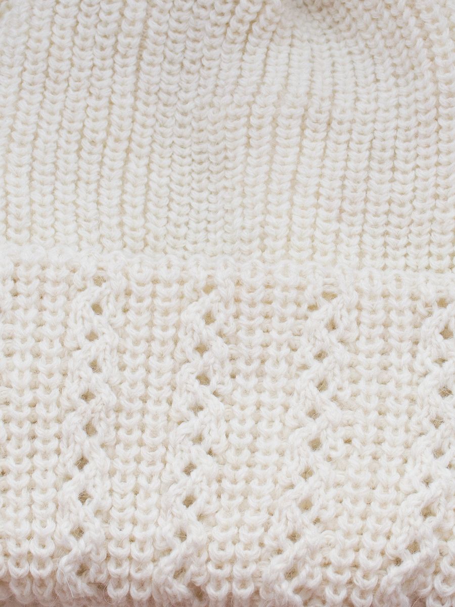 Комплект зимний женский шапка+снуд Ажур (Цвет молочный), размер 56-58, шерсть 30%