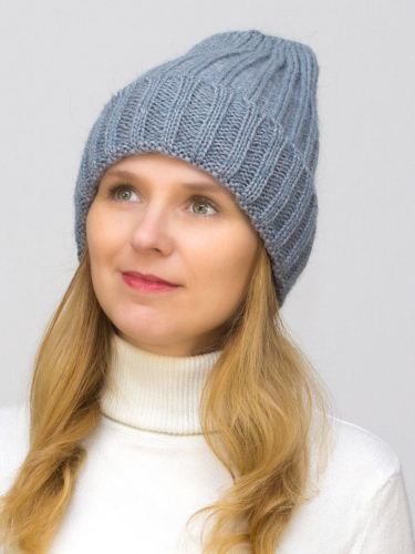 Комплект зимний женский шапка+снуд Жизель (Цвет стальной), размер 56-58, шерсть 50% , мохер 30%