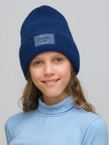 Шапка зимняя для девочки L-Collection (Цвет синий), размер 56-58, шерсть 30%