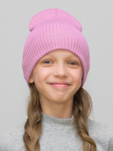 Шапка для девочки весна-осень Ниса (Цвет светло-розовый), размер 52-56, шерсть 50%