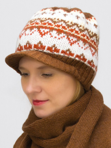 Комплект зимний женский шапка+шарф Милана (Цвет светло-коричневый), размер 54-56, шерсть 80%