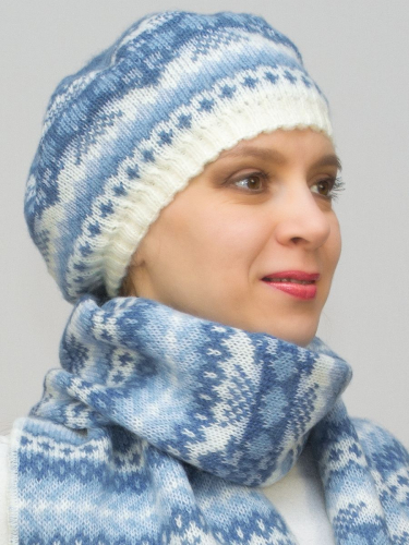 Комплект зимний женский берет+шарф Мариз (Цвет серо-голубой), размер 52-54, шерсть 50% , мохер 30%