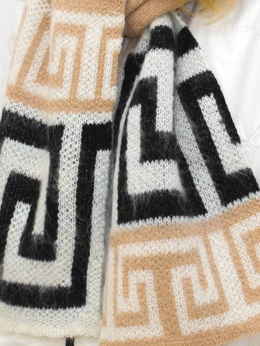 Комплект зимний женский шляпа+шарф Афина (Цвет бежевый), размер 54-56, шерсть 70%