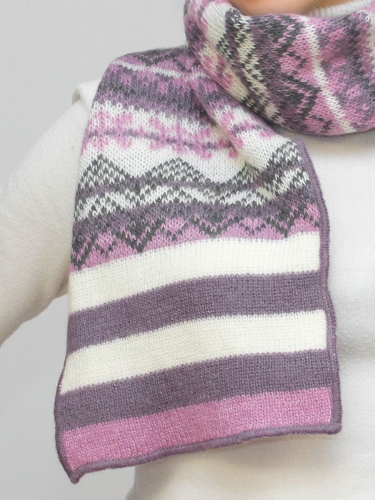 Комплект зимний женский шапка+шарф Альбина (Цвет сиреневый), размер 56-58, шерсть 50% , мохер 30%