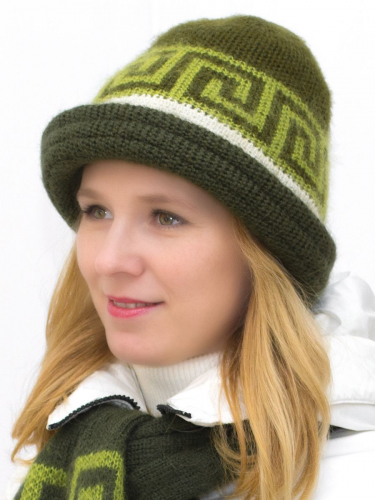 Комплект зимний женский шляпа+шарф Афина (Цвет зеленый), размер 54-56, шерсть 70%