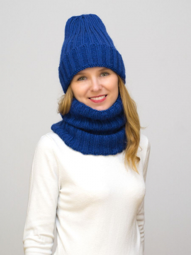 Комплект зимний женский шапка+снуд Жизель (Цвет васильковый), размер 56-58, шерсть 50% , мохер 30%
