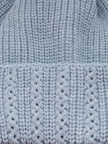 Комплект зимний женский шапка+снуд Ажур (Цвет серо-голубой), размер 56-58, шерсть 30%