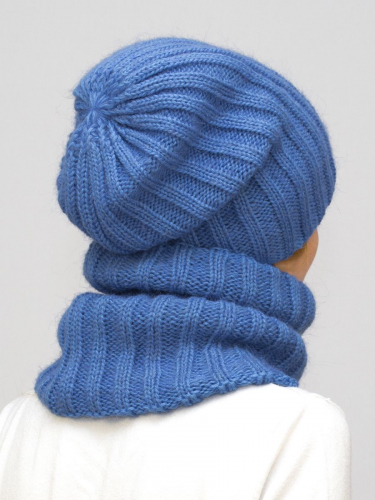Комплект зимний женский шапка+снуд Жасмин (Цвет светло-синий), размер 56-58, шерсть 50% , мохер 30%
