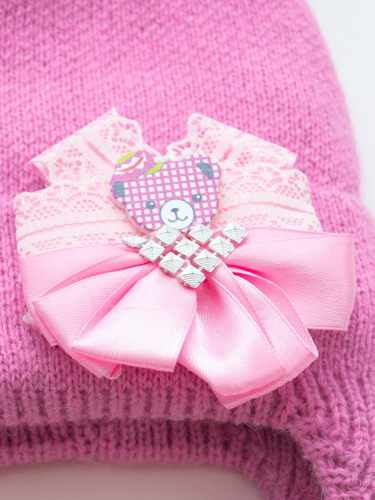 Шапка зимняя для девочки Мими (Цвет темно-розовый), размер 50-52, шерсть 30%