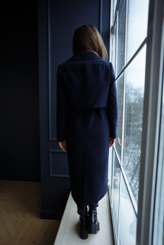 Пальто женское демисезонное 22105  (синий)