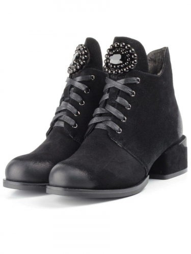 04-R181-1 BLACK Ботинки зимние женские (натуральная замша, натуральный мех) размер 36