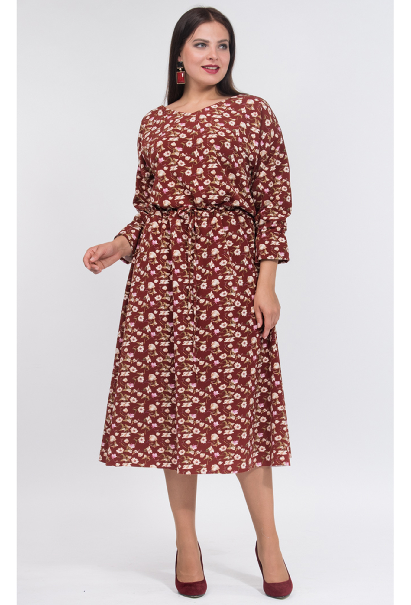 ст. цена2199руб.! Платье Amelia Lux 3504 бордо цветы
