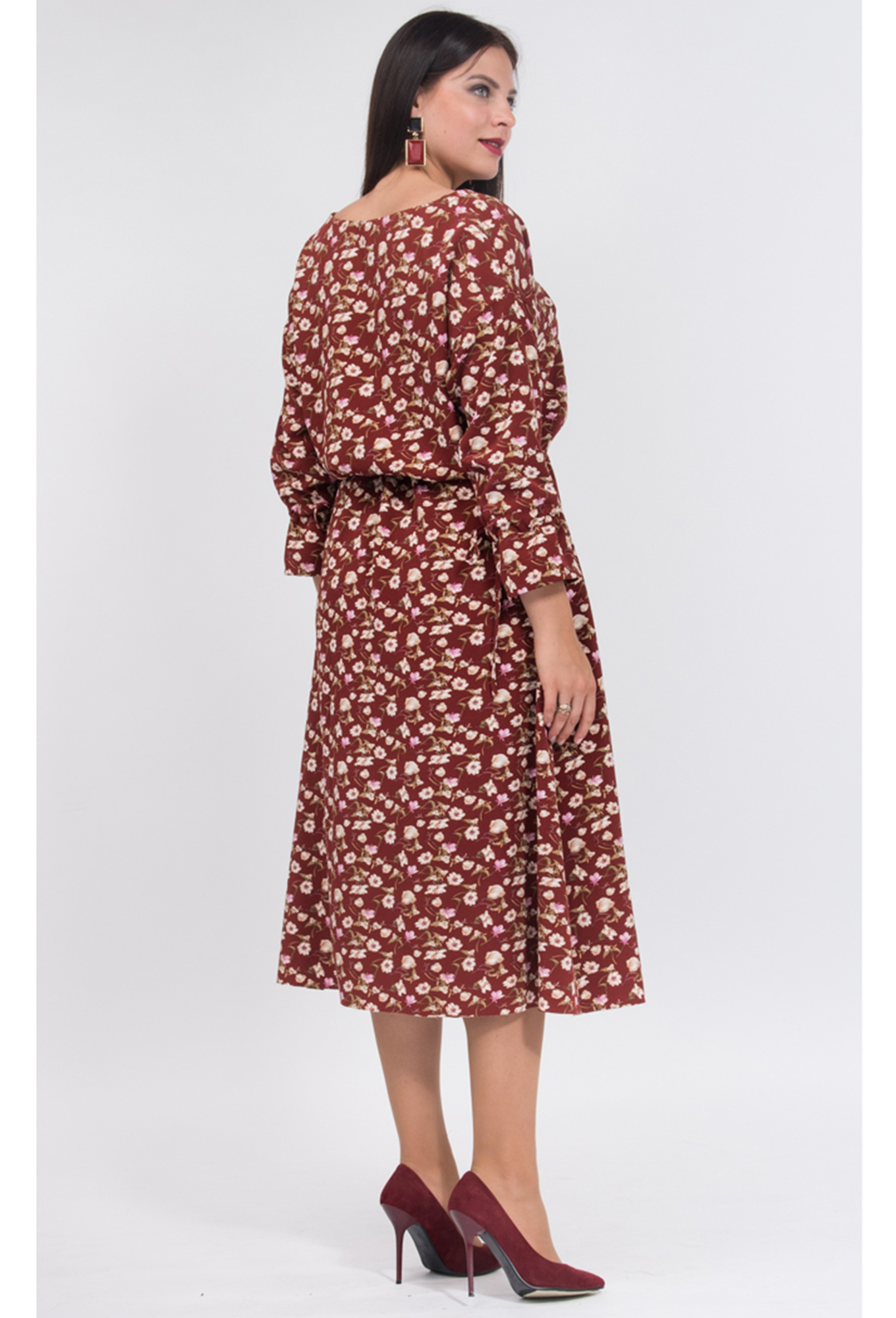 ст. цена2199руб.! Платье Amelia Lux 3504 бордо цветы