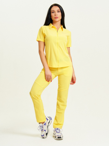 Спортивная футболка поло женская желтого цвета 33412J