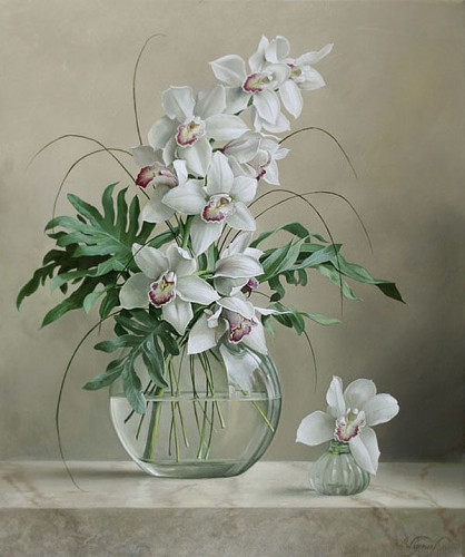 Картины по номерам Белые орхидеи